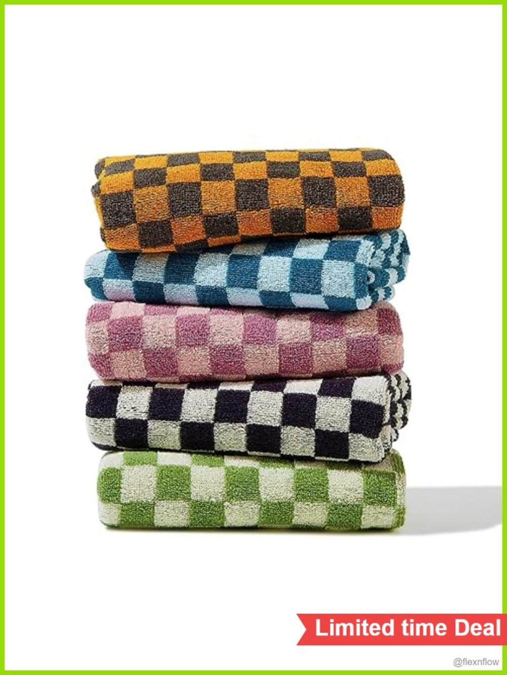 5 Pack Cotton Hand Towels Soft Absorbent Checkered 13x29 Mult